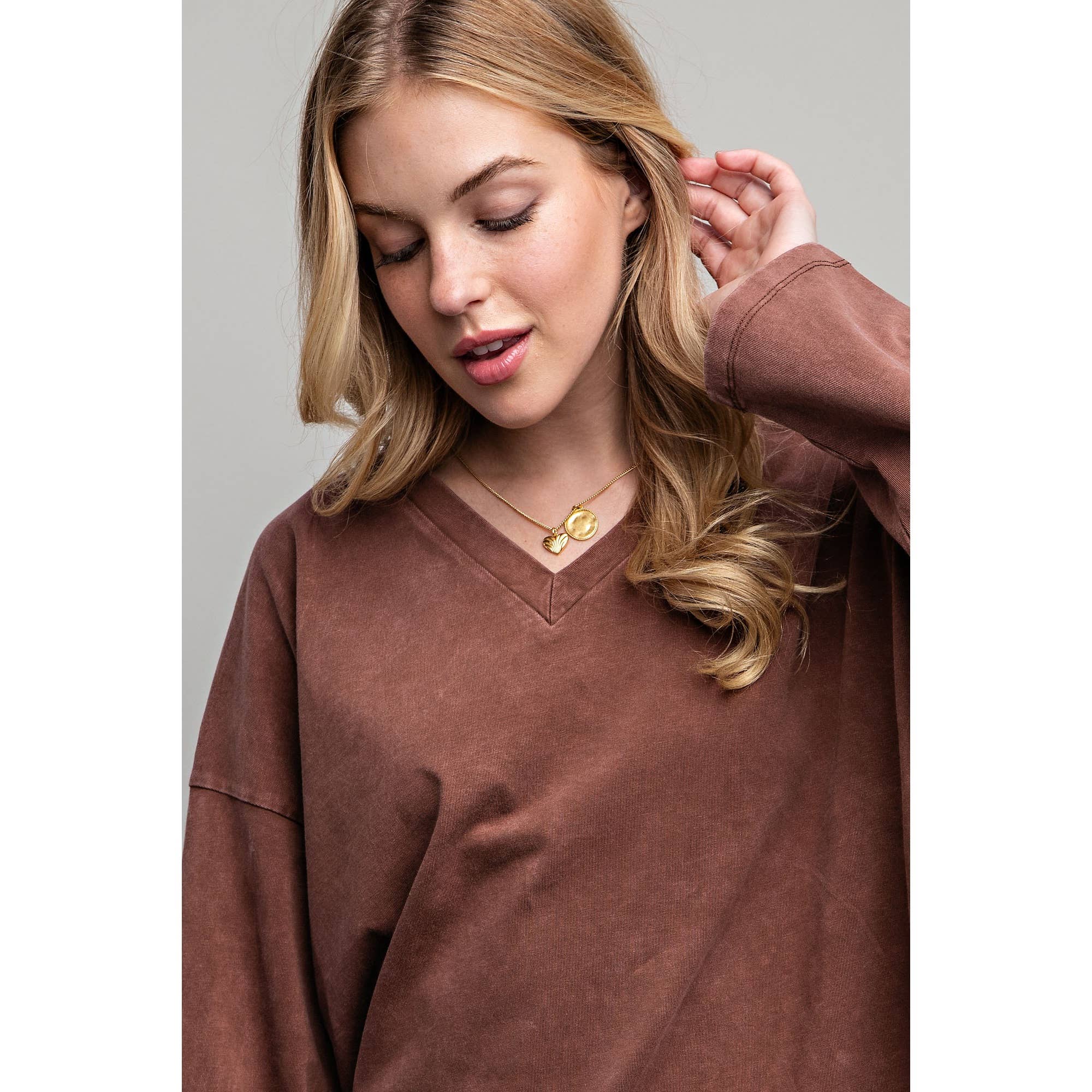 Sweet Generis - Wholesale Lounge Set - Women's - COTTON MINIERAL WASHED OVERSIZE TOP WITH CASUAL BIKER SHORT 1