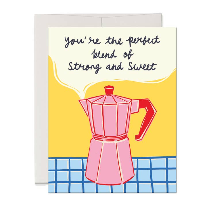 Perfect Blend Coffee Greeting Card Love & Friendship Card for wholesale by Three Strands Design