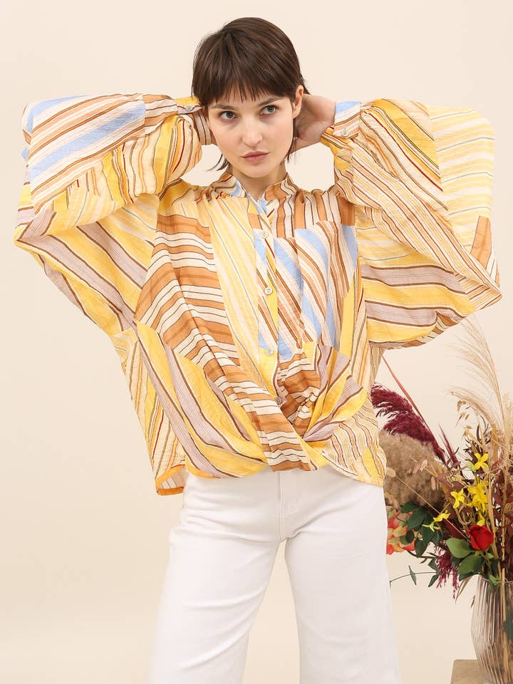 Patchwork Multicolor Blouse – Oversized Art 2793 voor wholesale door Nota bene