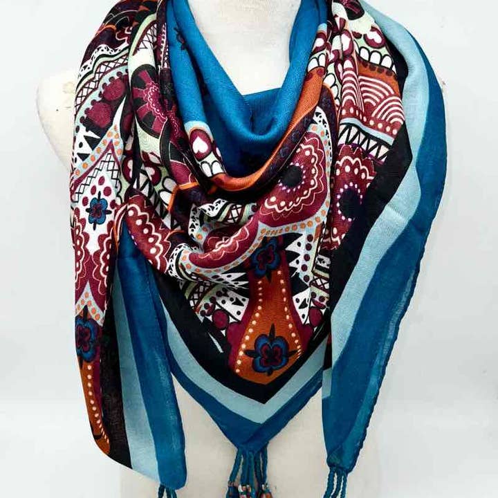 LINETA - Wholesale Scarf - Women's - Large square tassel scarves