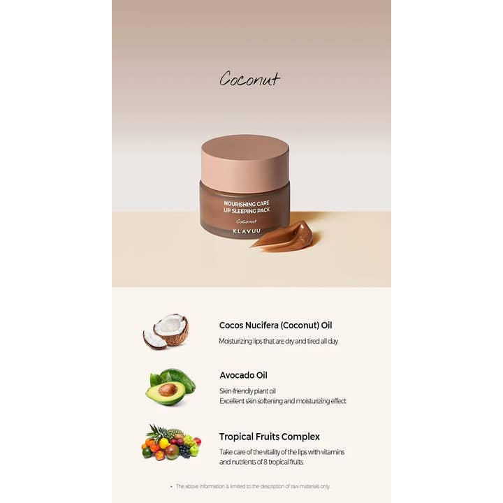 Best Beauty Group - Vente Soin/masque pour les lèvres - KLAVUU Masque Baume de Nuit Nourrissant pour les Lèvres à la Noix de Coco1