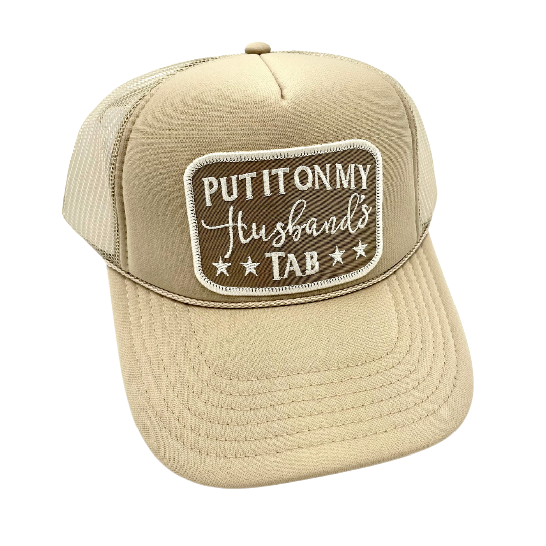 Billie Jane's Trucker Hats - Wholesale Trucker Hat - Women's - Put It On My Husband's Tab . Embroidered Patch .Trucker Hat 0