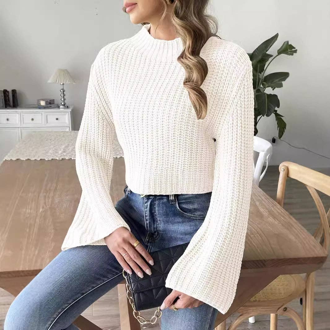 safistyle - Wholesale Knit Sweater - Women's - Women’s Flared Sleeve Half-High Neck Sweater4
