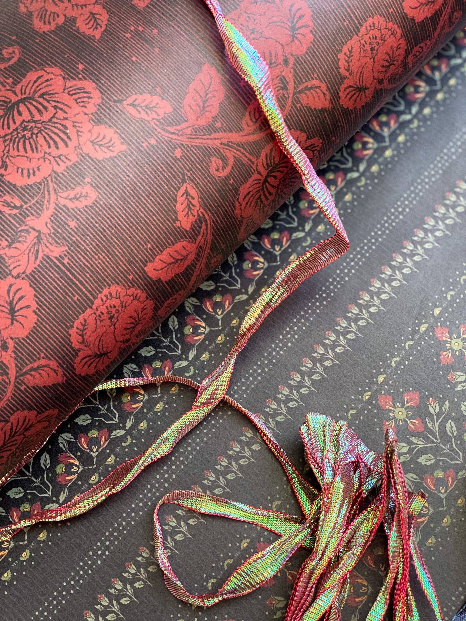 re:mused studio - Wholesale Flat Wrap - Midnight Blooms Gift Wrap Sheet-Double Sided4