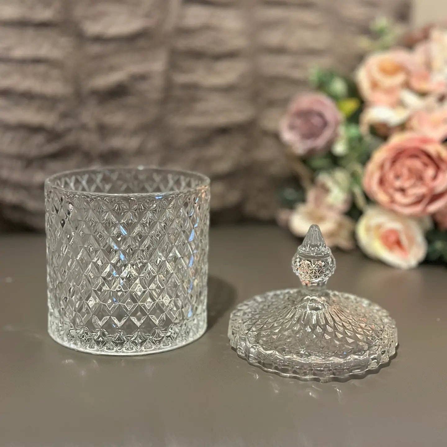 Mothology Home - Wholesale Jar - Diamond-Cut Crystal Glass Storage Jar Set2