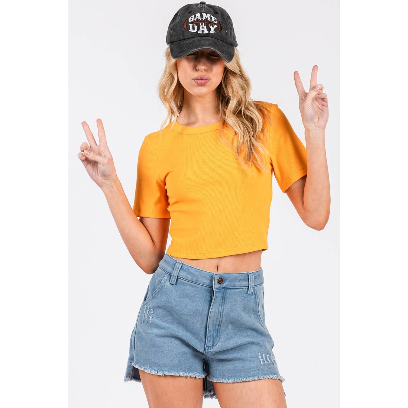 mittoshop - Wholesale Knit Top - Women's - RIBBED ROUND NECK SHORT SLEEVE BASIC CROP TEE21