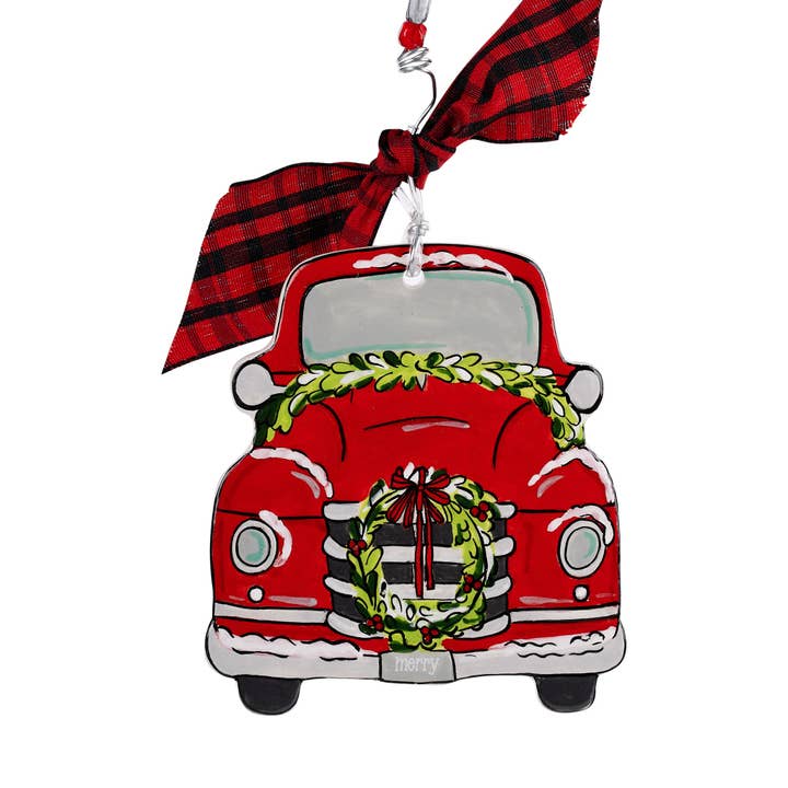 Merry Red Truck Flat Ornament for wholesale by Glory Haus