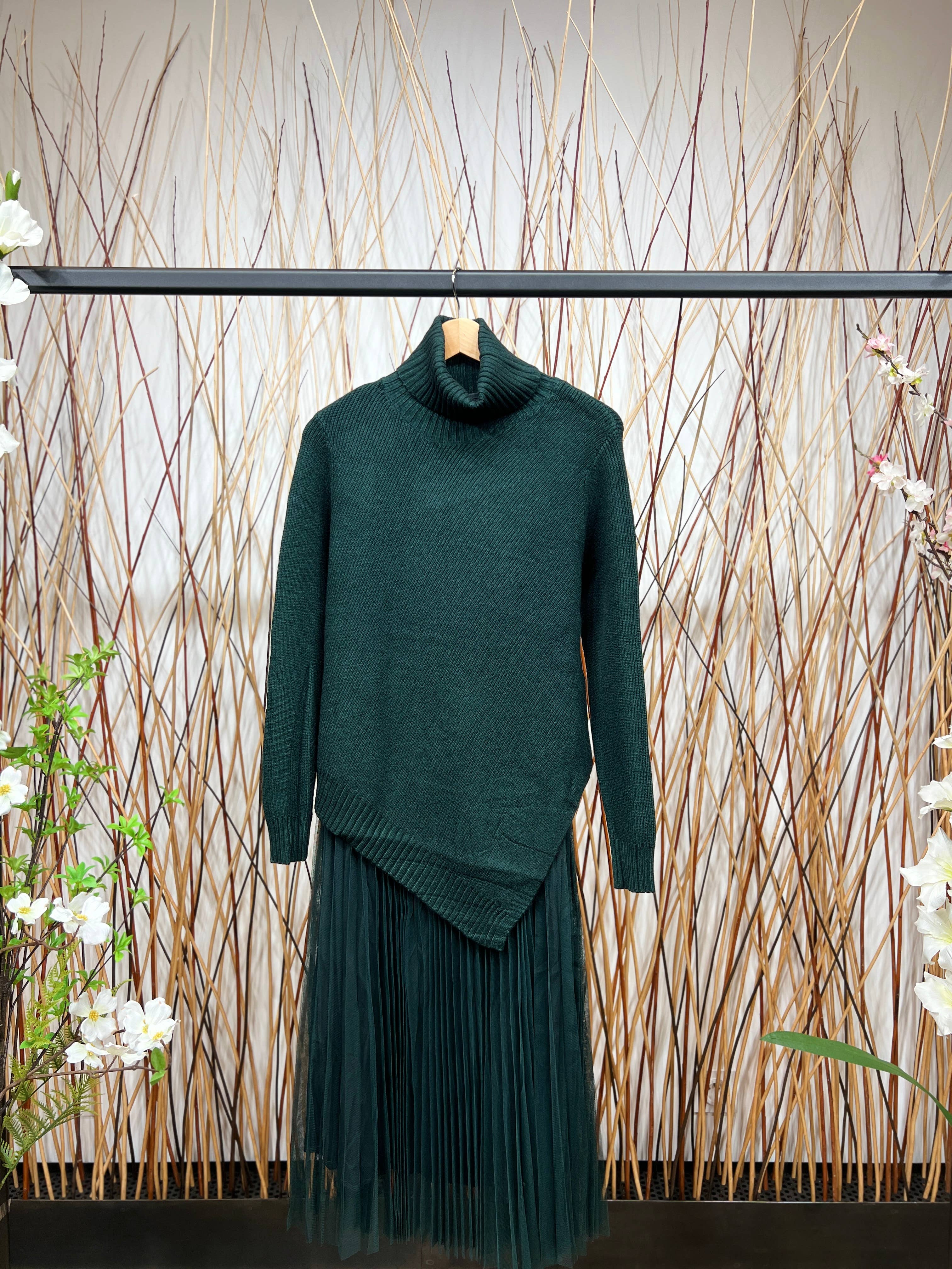 L'Emotion - Vente Ensemble haut et jupe - Femme - Ensemble Pull Col Roulé Asymétrique Coupe V & Robe4