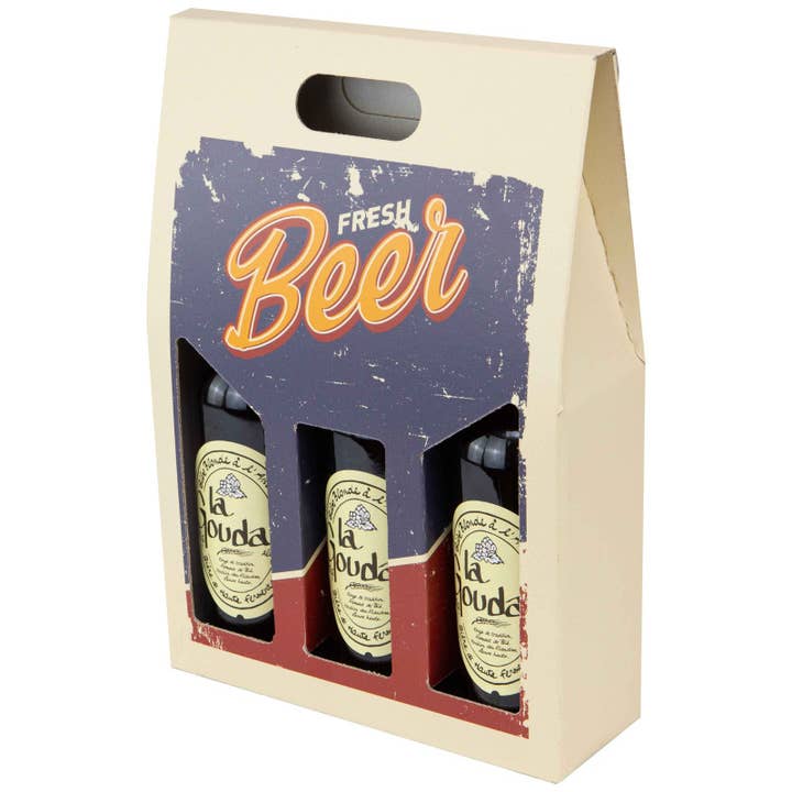Fresh Beer Beige rechthoekige kartonnen flessenhouder 27x9x38cm voor wholesale door Deffrennes