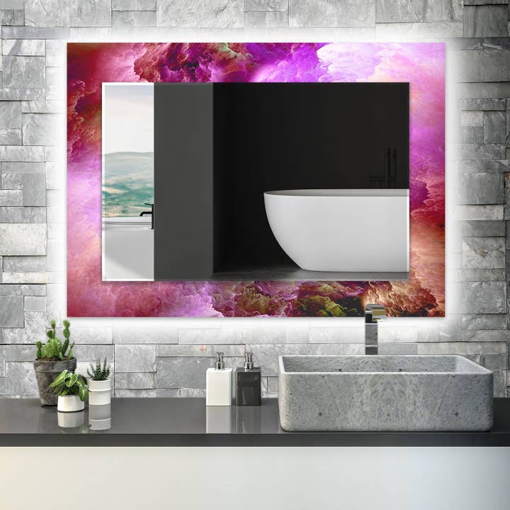 Abstract Tempered Glass Wall Mirror for wholesale by MyPhotostation