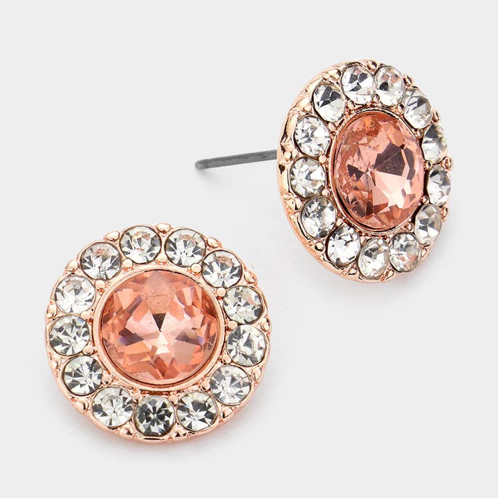 Bubble Stone Embellished Round Stud Earrings for wholesale by Sensibling Corp.