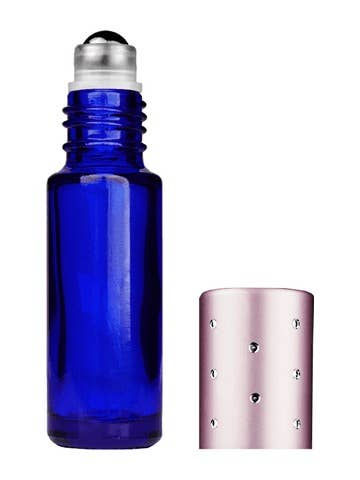 Blue Cylinder Glass Bottle with Metal Roller Ball - 5ml for wholesale by Best Bottles