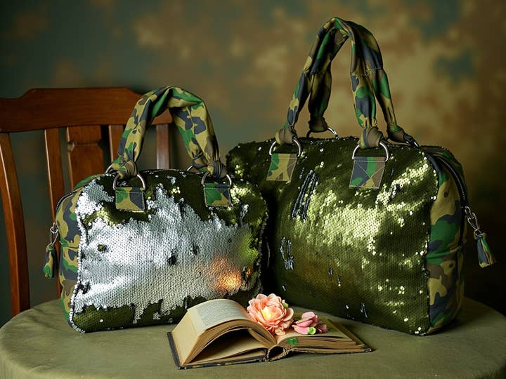 apiedinudinelparco - Wholesale Weekender Bag - Women's - CAMOUFLAGE DUFFEL BAG WITH REVERSIBLE SEQUINS CHIC & FASHION1