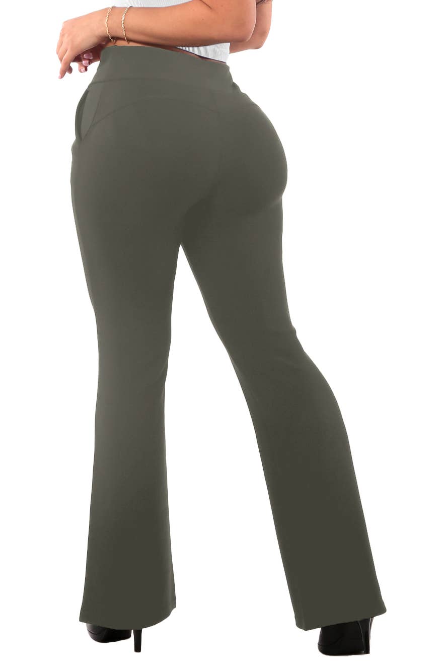 REDFINCH APPAREL INC - Wholesale Pants - Women's - Womens Tummy Control Butt Sculpting Flare Pants With Pockets5