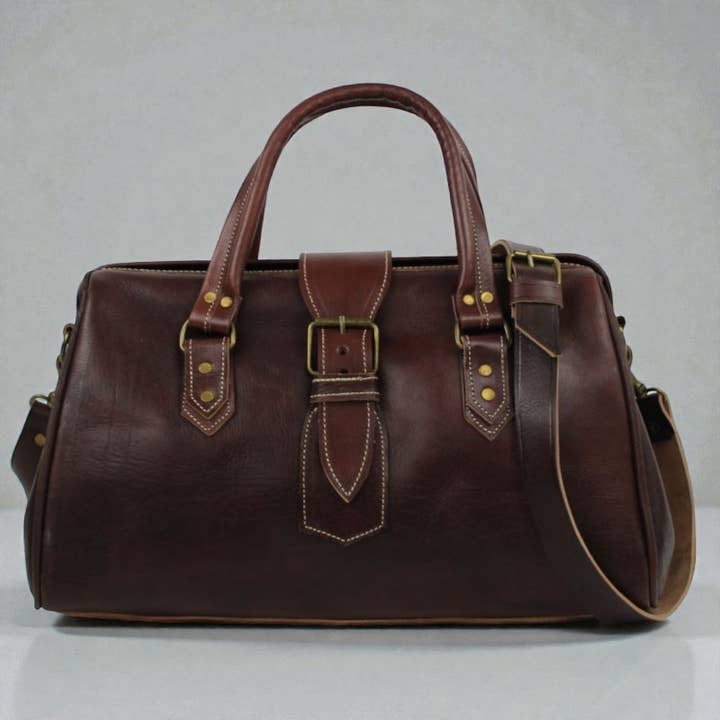 Handcrafted Full-Grain Leather Weekender Bag for wholesale by HandHappiness
