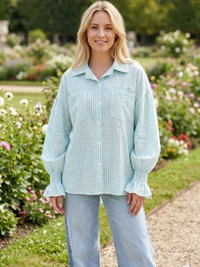 Puff sleeve blouse for wholesale by VICTORIA&ISAAC