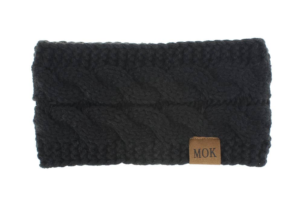 MKS America - Wholesale Fashion Headband - Women's - Plain Cable Knit Head Wrap Thermal fleece lined headband5