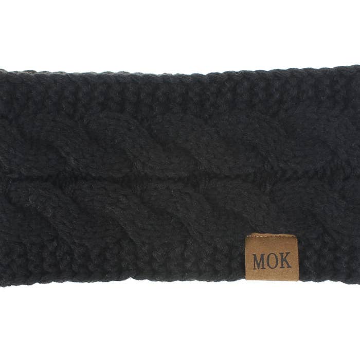 MKS America - Wholesale Fashion Headband - Women's - Plain Cable Knit Head Wrap Thermal fleece lined headband5