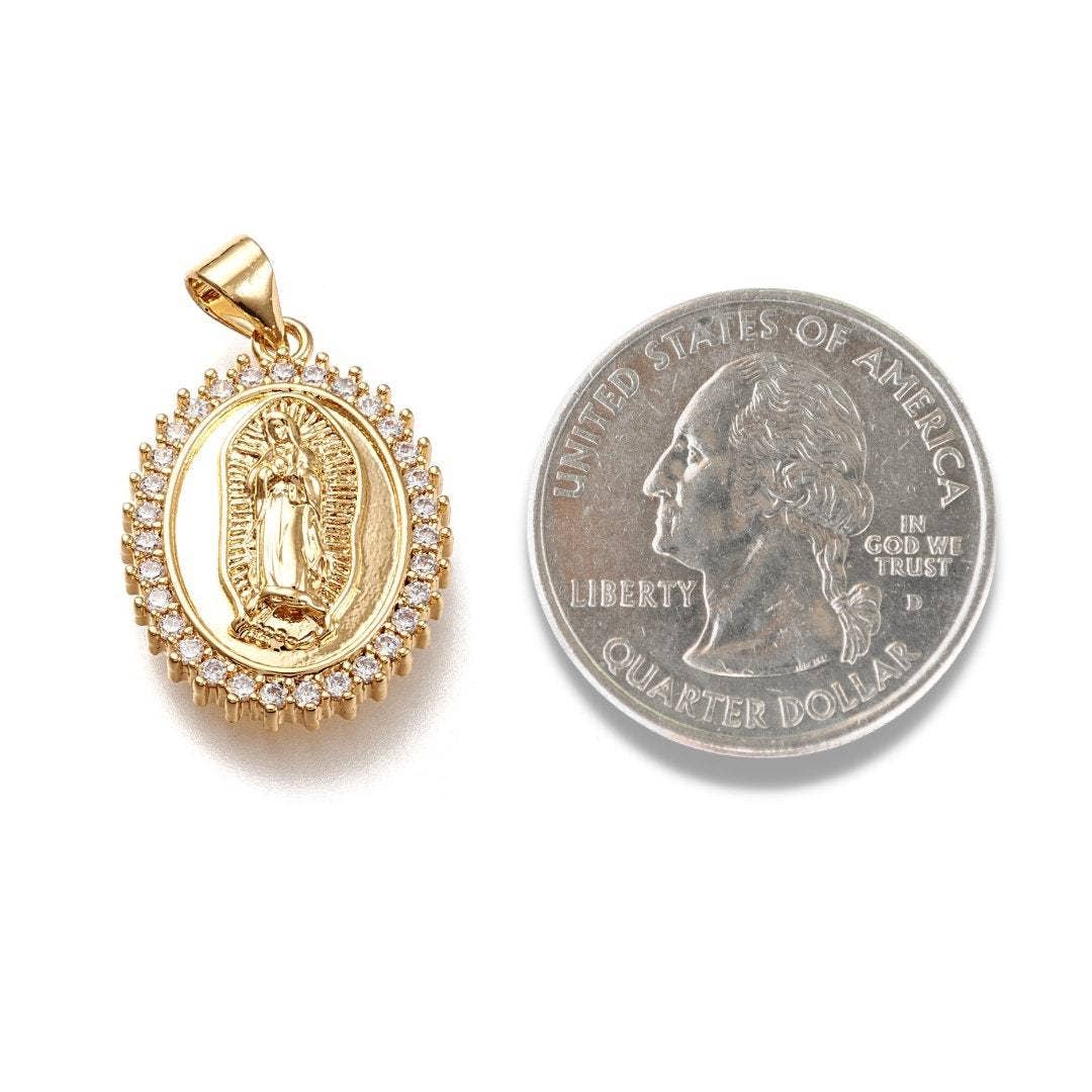 Ivy Gold Co. - Vente Colliers à pendentif - Collier Vierge Marie en Or, Collier Mère Marie, Virgen de Guadalupe, Bijoux Catholiques, Bijoux Saint, Collier Religieux2