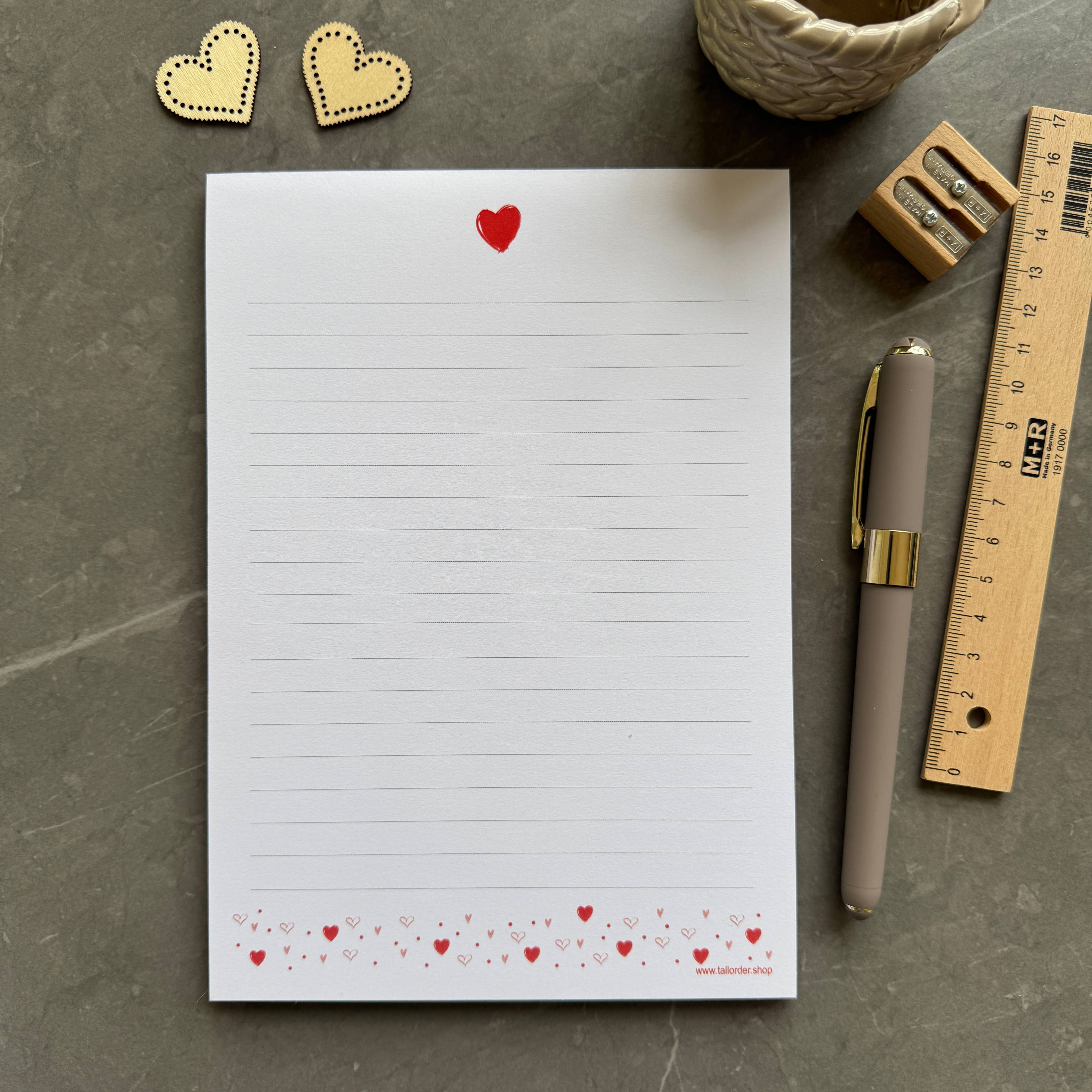 Tall Order - Wholesale Notepad - A5 Notepad with Heart Pattern, Jotter, Love Letter Lined Pad10