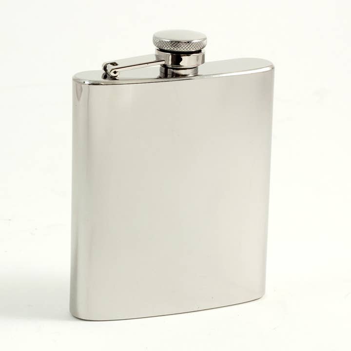 Silver 7 oz. Stainless Steel Mirror Finish Flask with Captive Cap for wholesale on Faire