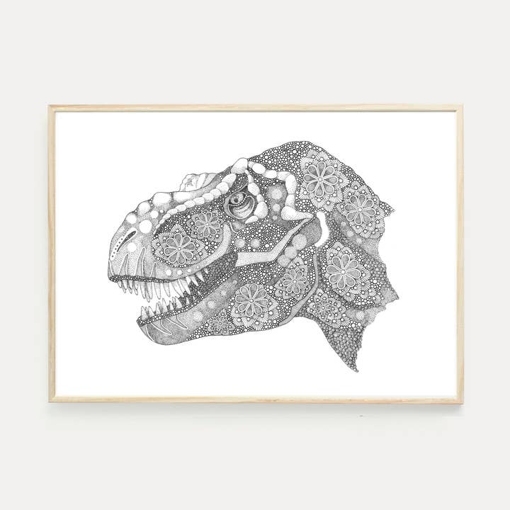 Tyrannosaurus Rex, impresión A3 para venta al por mayor de Little Dot Creations