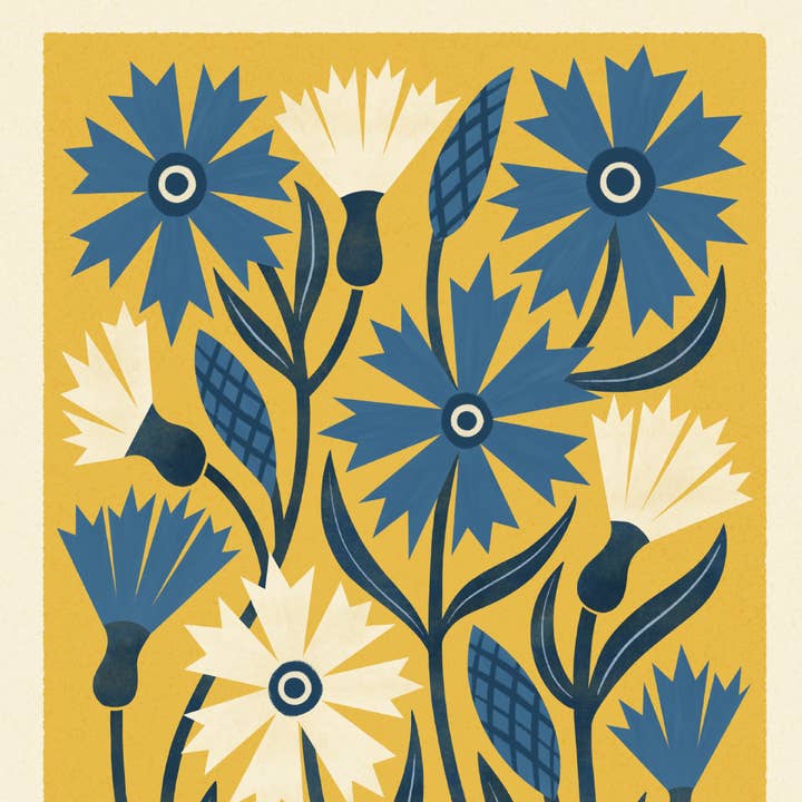 Bird & Co Studio - Wholesale Art Print - Cornflower | Modern-Retro Wildflower Art Print Wall Decor3