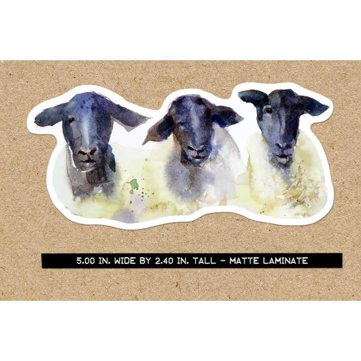 Sticker '3 SHEEP' for wholesale by The Art of Dean Crouser Greeting Cards & Stickers