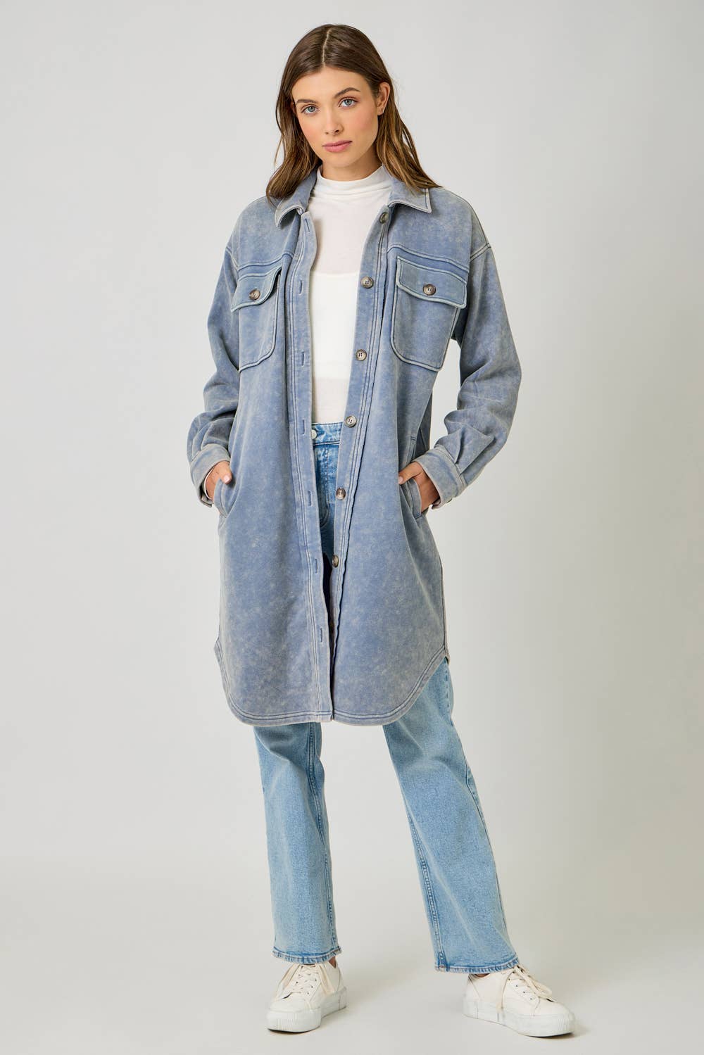 Mystree - Vendita all'ingrosso Giacca - Donna - 61231 Giacca Lunga in Spugna Lavata4