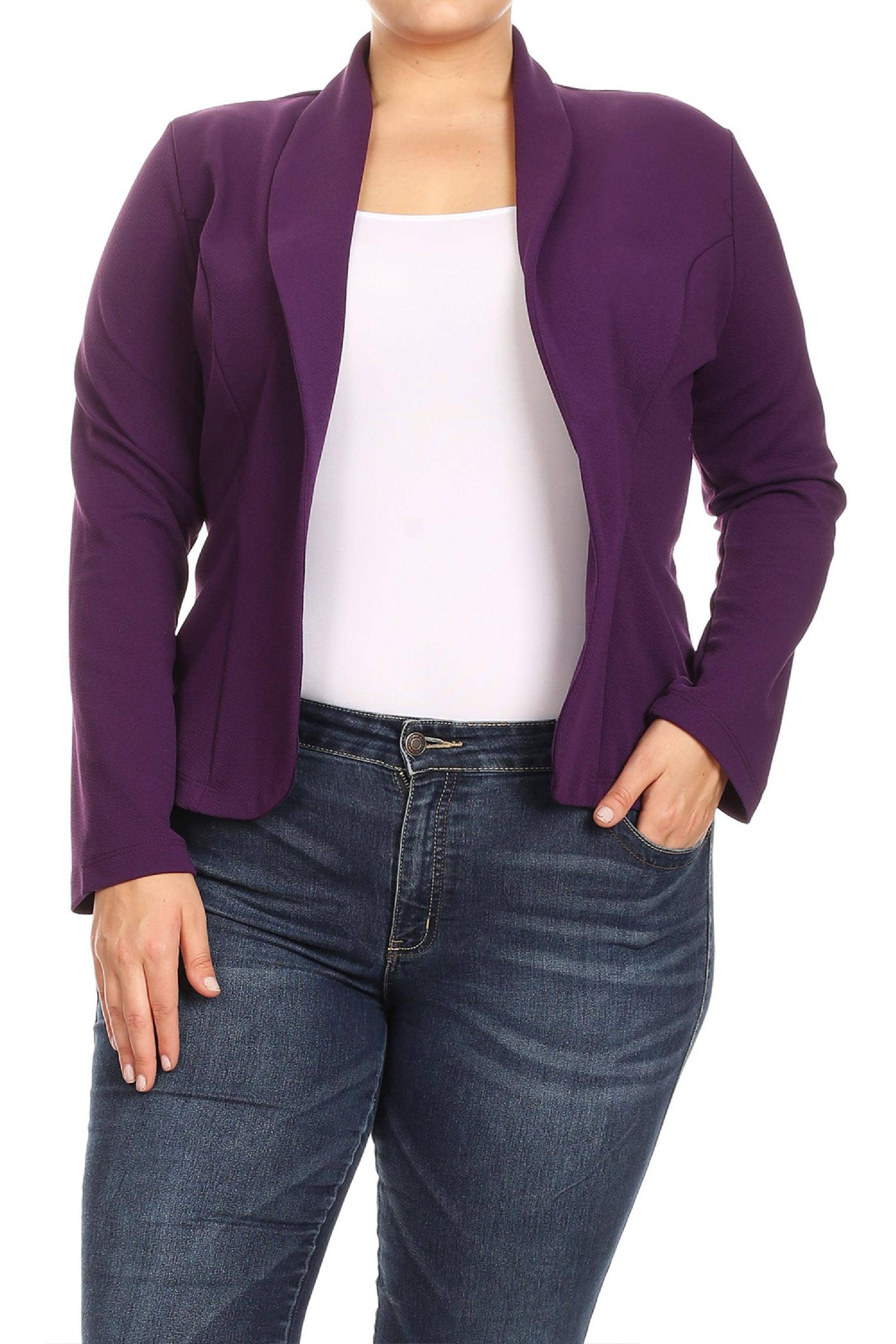 MOA COLLECTION - Wholesale Blazer - Women's - Women's Solid Casual Plus Size Trendy Blazer Jacket4