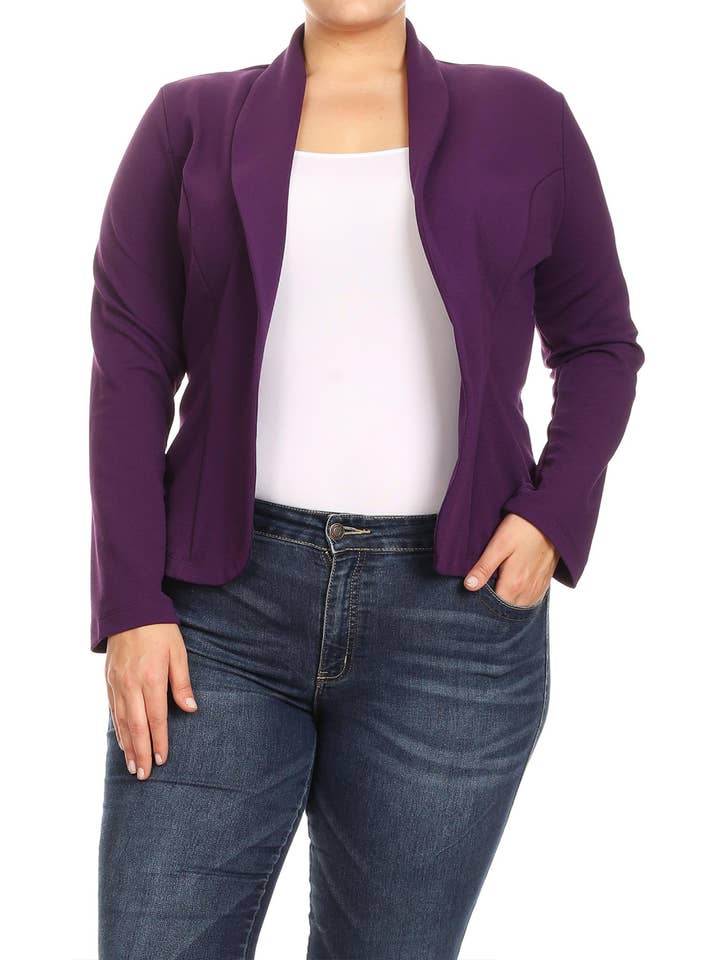 MOA COLLECTION - Wholesale Blazer - Women's - Women's Solid Casual Plus Size Trendy Blazer Jacket4