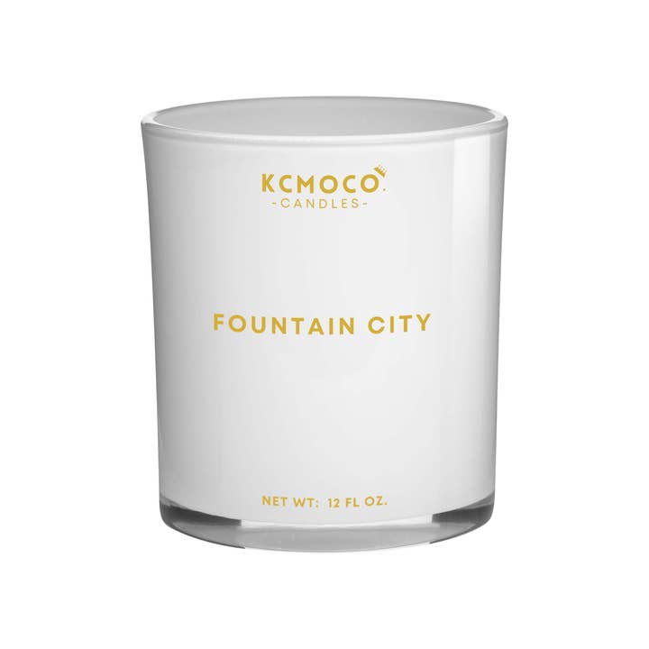 FOUNTAIN CITY CANDLE - LARGE JAR WHITE for wholesale by KCMOCO. Candles