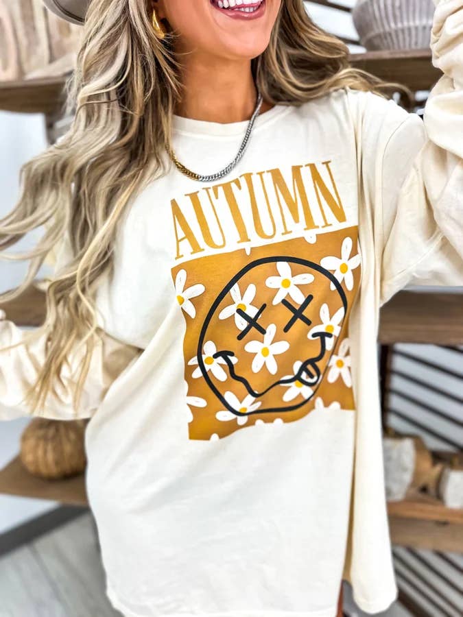 Autumn Ivory Long Sleeve Graphic Tee for wholesale by birdie