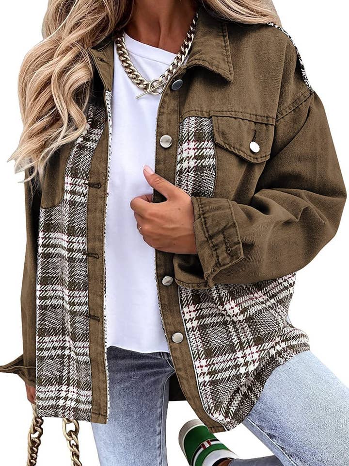 AZSHOP Trading LLC - Wholesale Shirt Jacket/Shacket - Women's - Patchwork Plaid Jacket