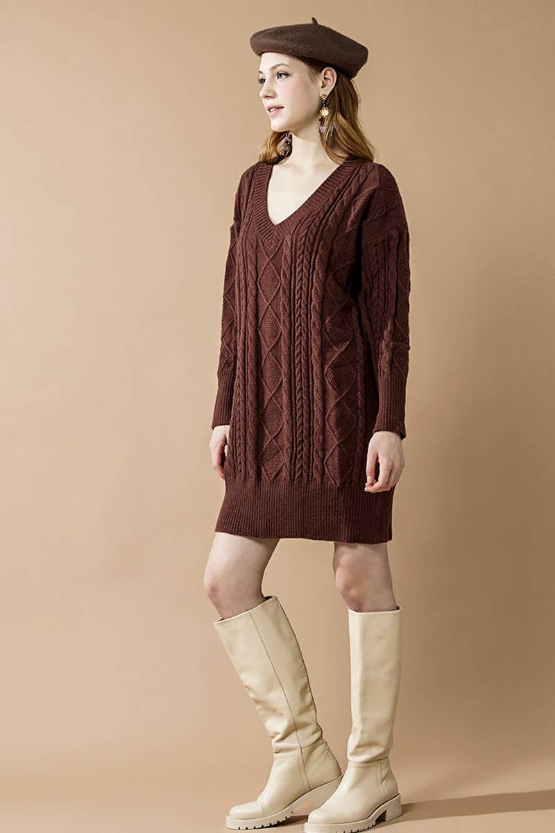 noflik - Wholesale Dress - Women's -  IND1023 Cable Knit Dress-12pcs Pack $4.99/unit (71%OFF)8
