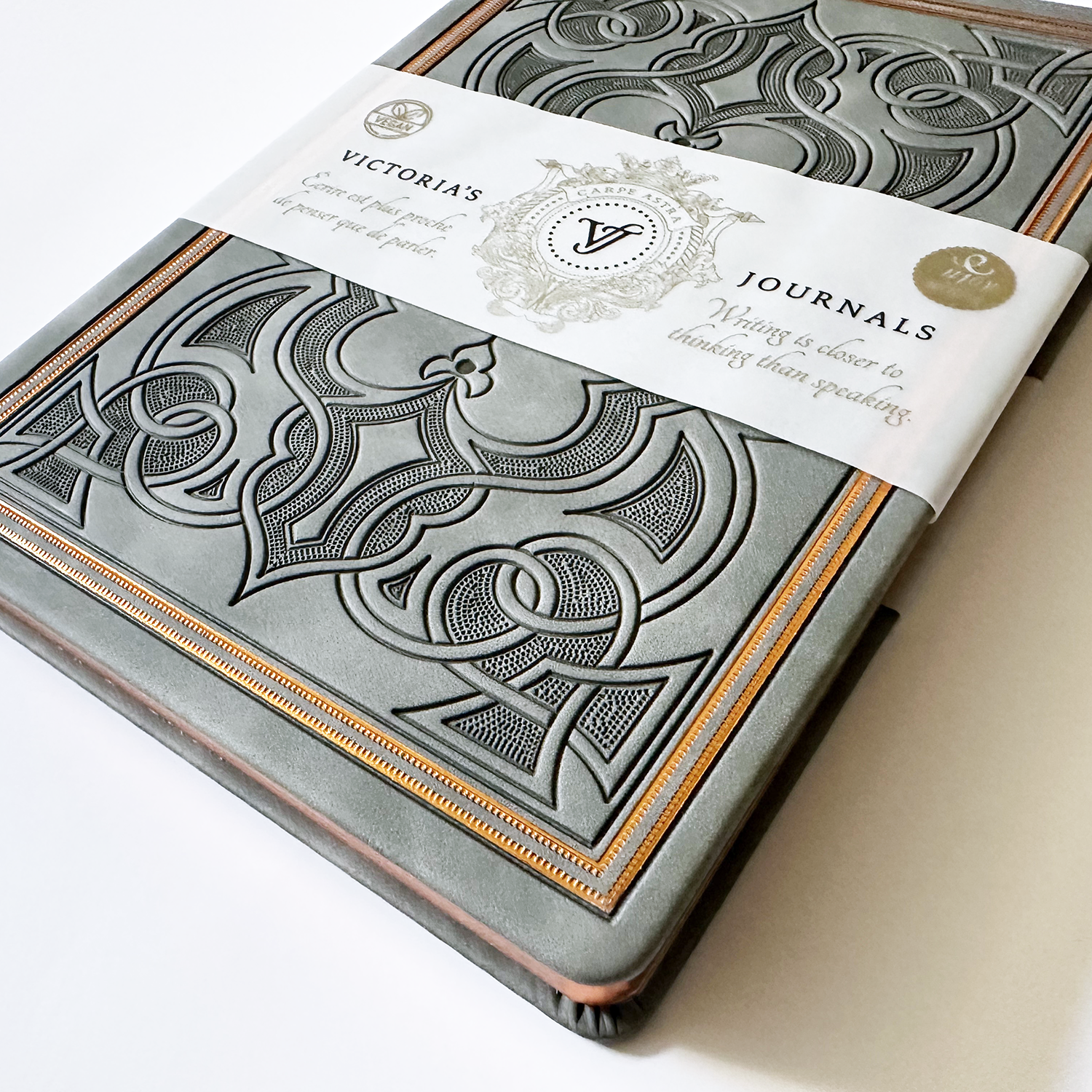 Victoria's Journals – wholesale Journal/diary – Vintage Renaissance Embossed Journal – Antique Gray5