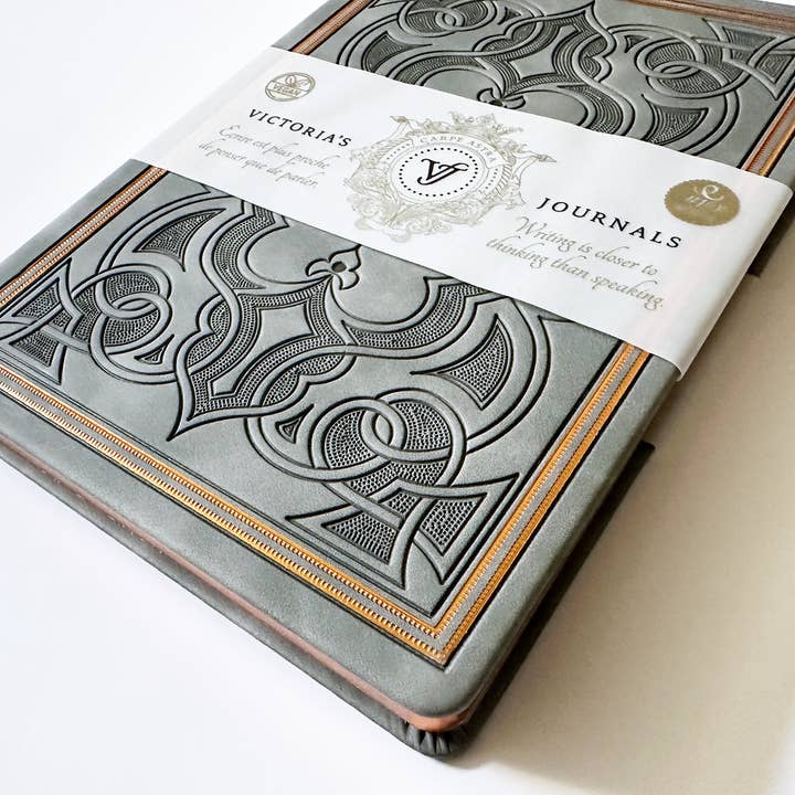 Victoria's Journals - Wholesale Journal/Diary - Vintage Renaissance Embossed Journal – Antique Gray5