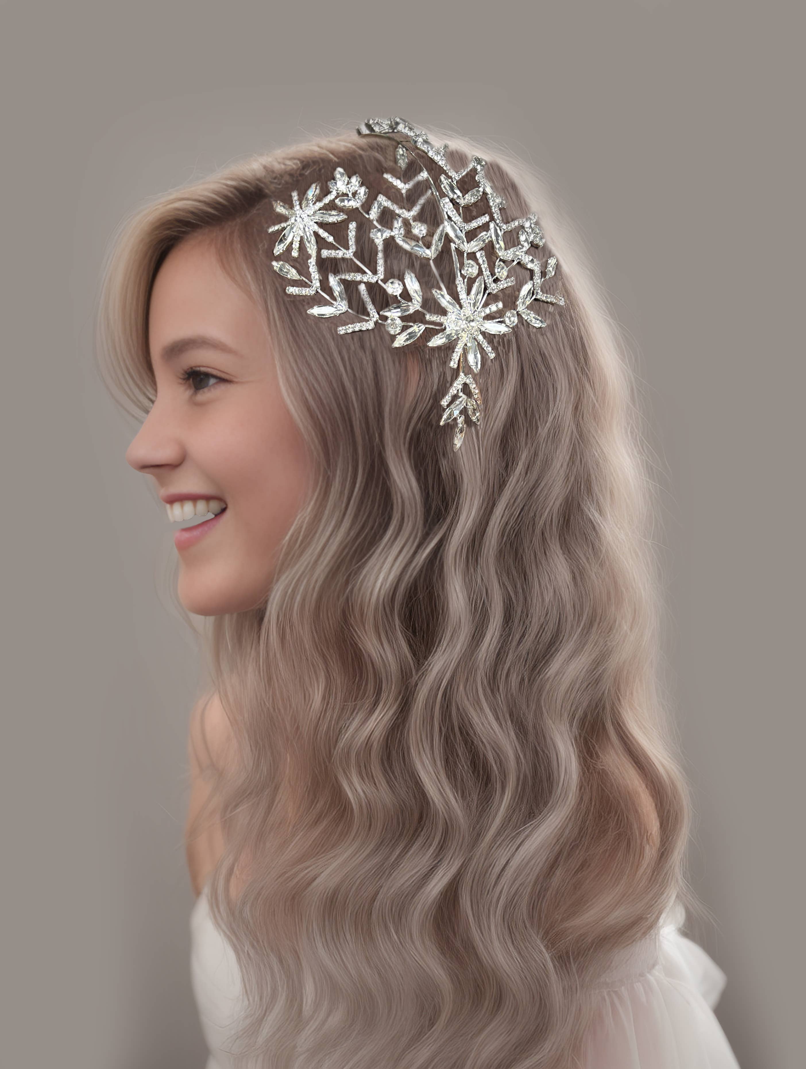 Happy Dream Gifts - Wholesale Fashion Headband - Women's - Crystal Bridal Silver Headband, Crystal Bridal Hairpiece1