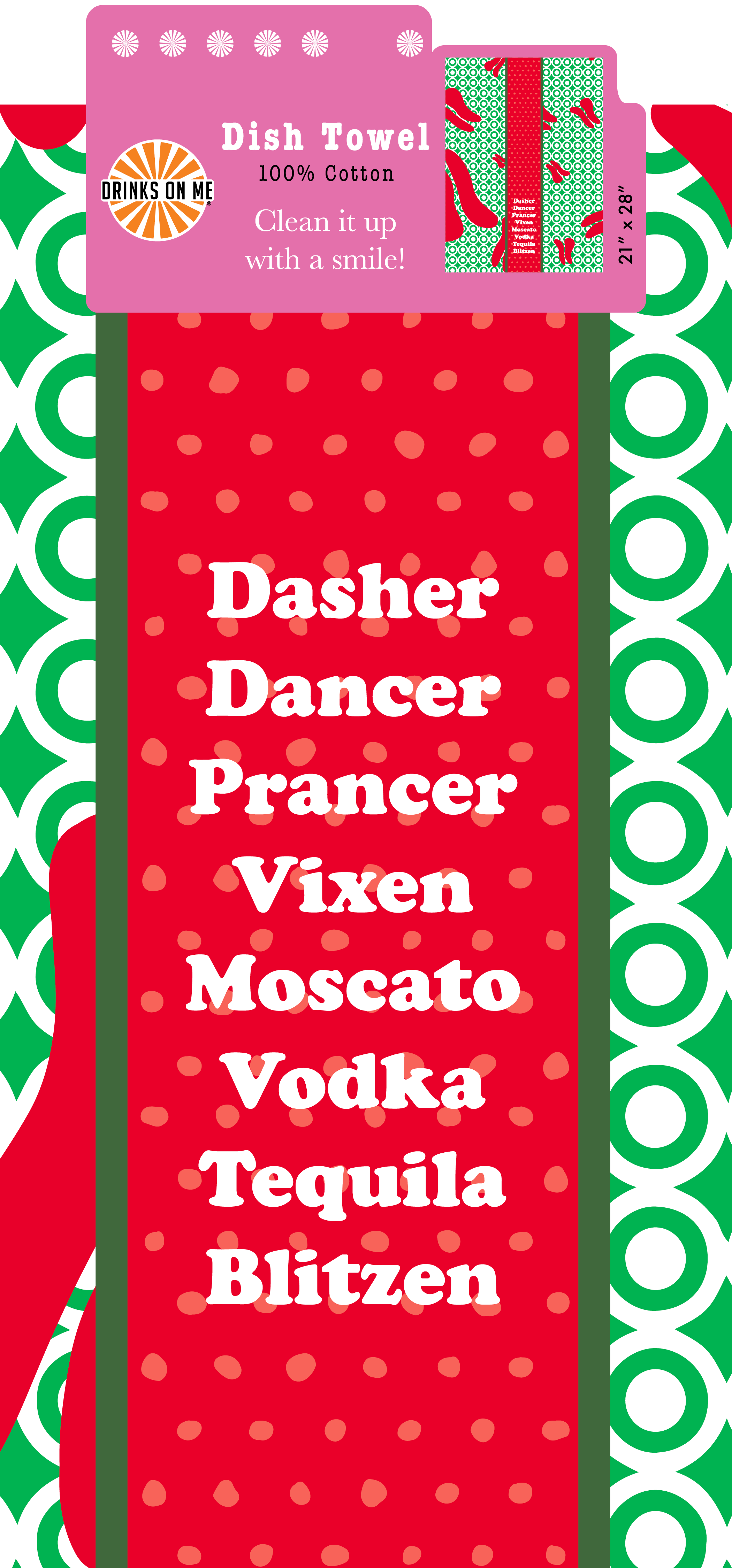 Drinks on Me – Großhandel Geschirrtücher – HANDTUCH Xmas Blitzen | Lustiges Geschirrtuch Geschenk | Küchendekor1