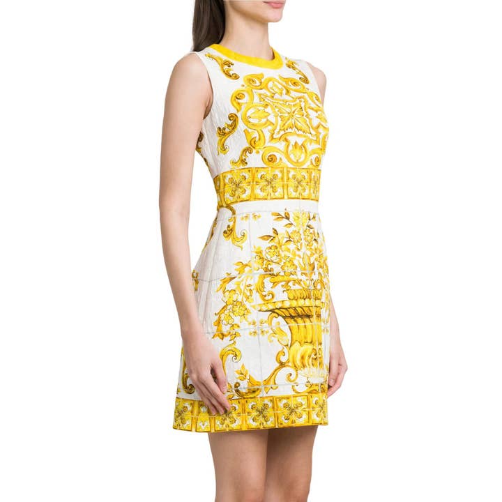 SY218 Floral Porcelain Jacquard Cotton A-Line Dress for wholesale by Sanyao Fashion