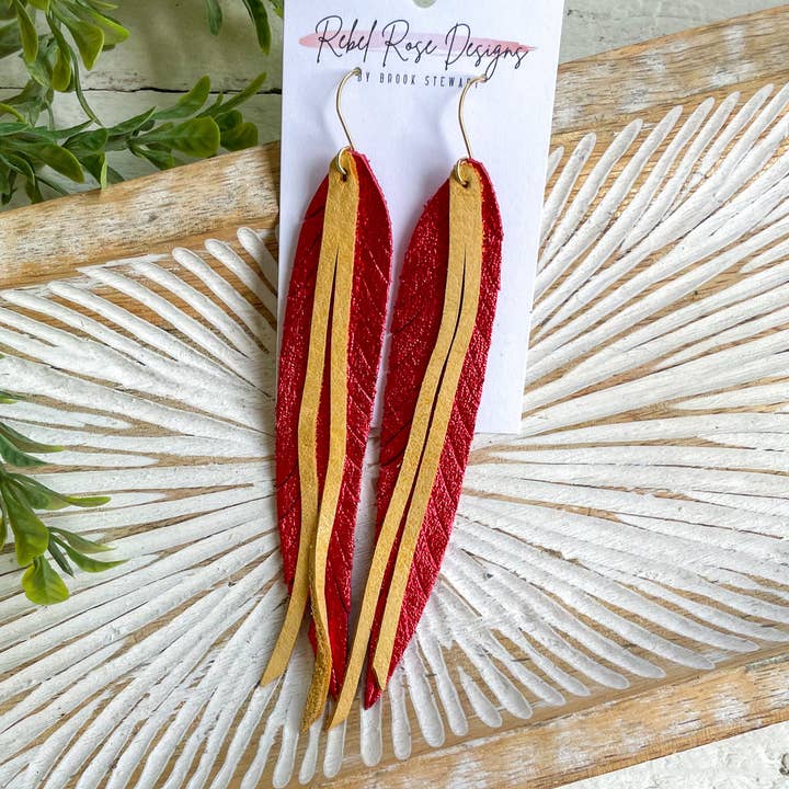 KC Skinny Feather Earrings for wholesale by Rebel Rose Designs by Brook