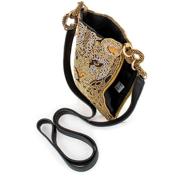 Mary Frances Accessories - Wholesale Crossbody Bag - Women's - Gone Wild Beaded Leopard Crossbody Phone Bag
