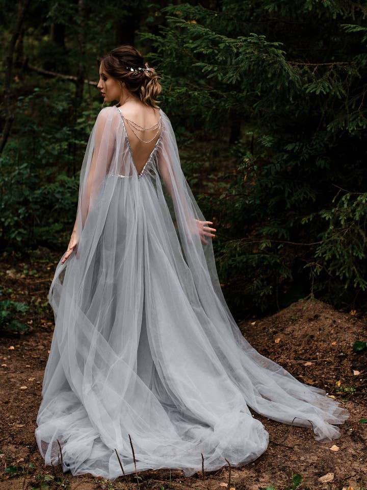 Lutien Bridal - Wholesale Gown - Women's - Elven wedding dress cape sleeves