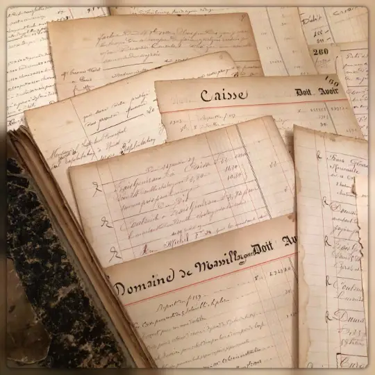 Monahan Papers - Wholesale Retailer Display - Paper & Novelty - Original French Journal/Ledger Pages Bundles - 1800's - 19001