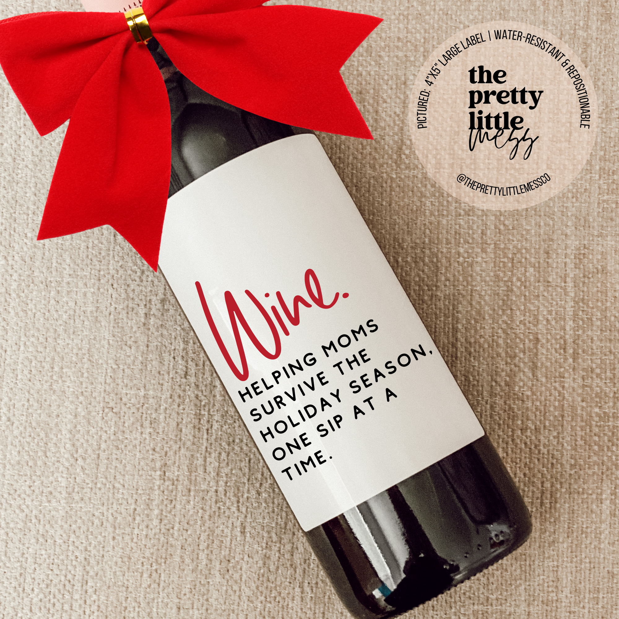 Wholesale Holiday Wine Label, Christmas Gift, Helping Moms Survive for your store - Faire for Free Printable Funny Wine Labels Printable