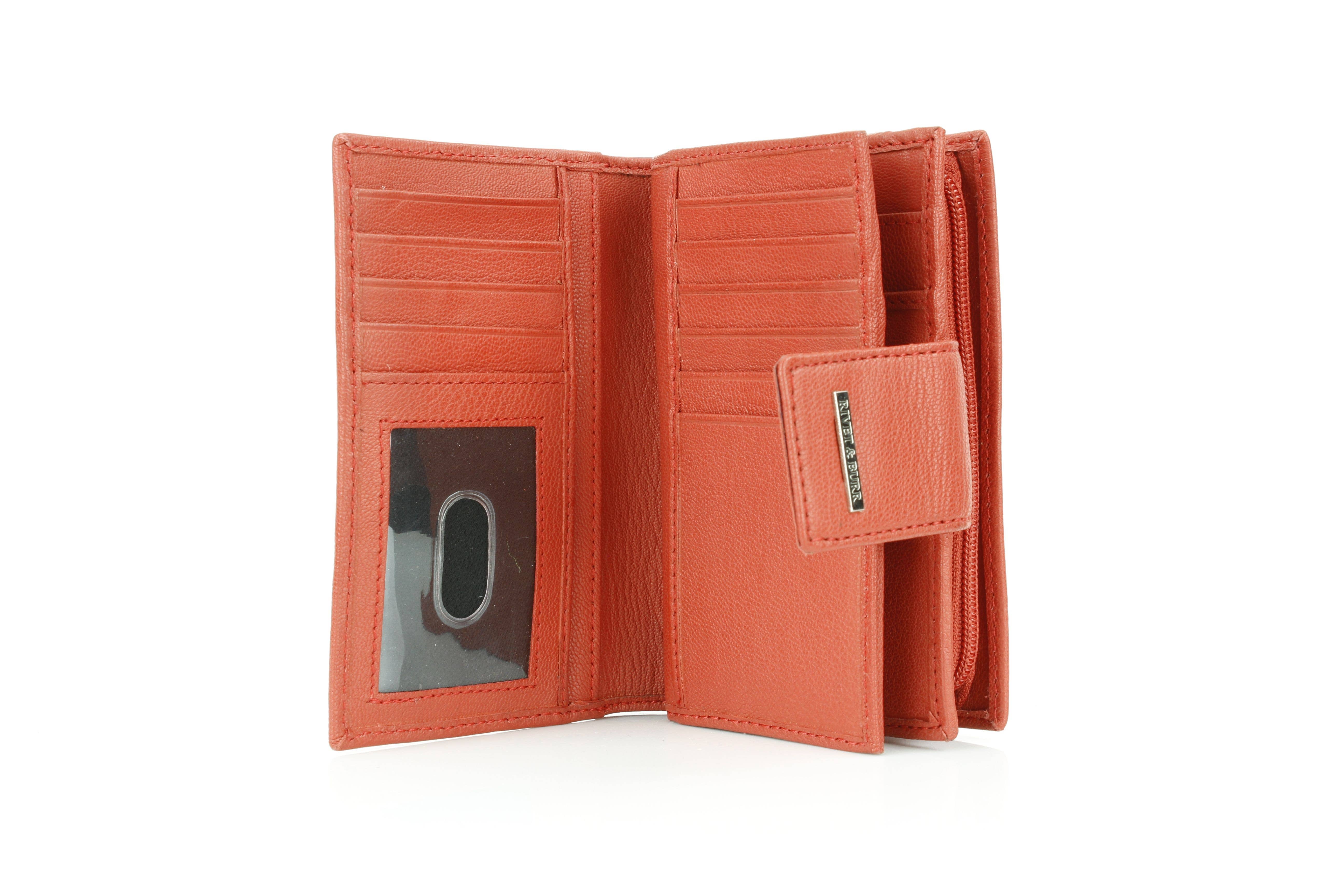 Leather Impressions Inc - Wholesale Wallet - Women's - Snap Leather Clutch Wallet | Zip Pocket RB LW 21 100142