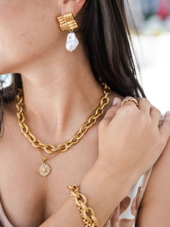 Brincos Pérola Costeira por atacado de Harper Lace