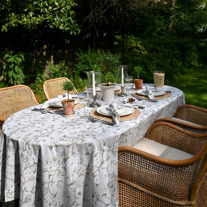 Camellia Floral Cotton Tablecloth for Weddings and Holidays for wholesale on Faire