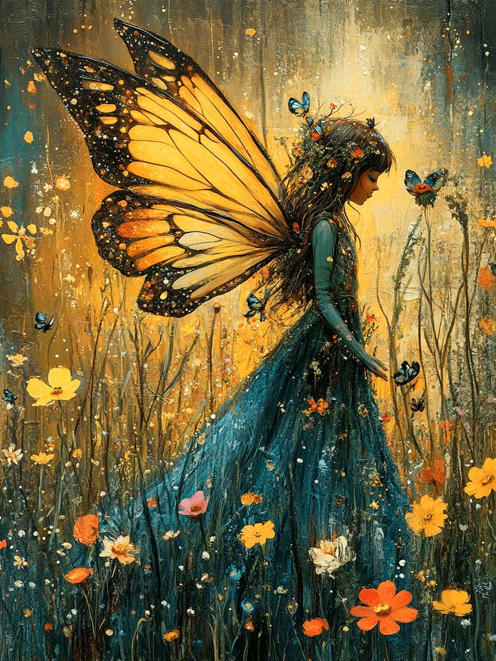 Floral Fairy - Fairies Wall Art Prints – 8″x10″ Artwork for 11″x14″ Frame for wholesale by Mowbi