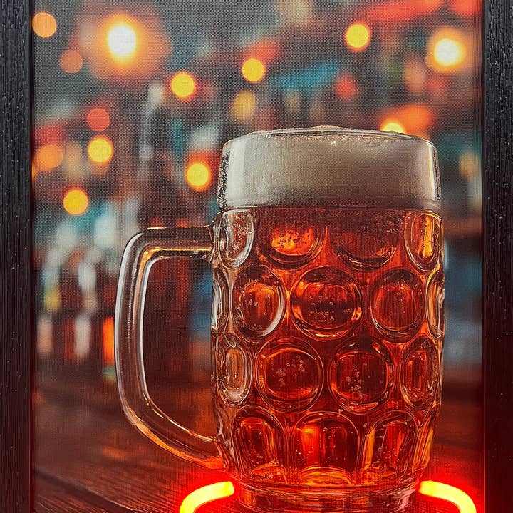 LED Neon Framed Wall Art – Beer Glass for wholesale by Amber Bright Creations